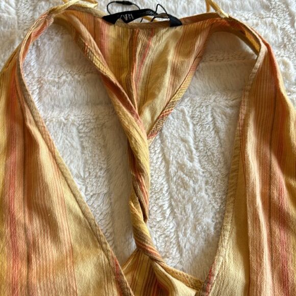Zara‎ Women's Tan & Yellow striped vest tank Crop-top size xs - Picture 7 of 10